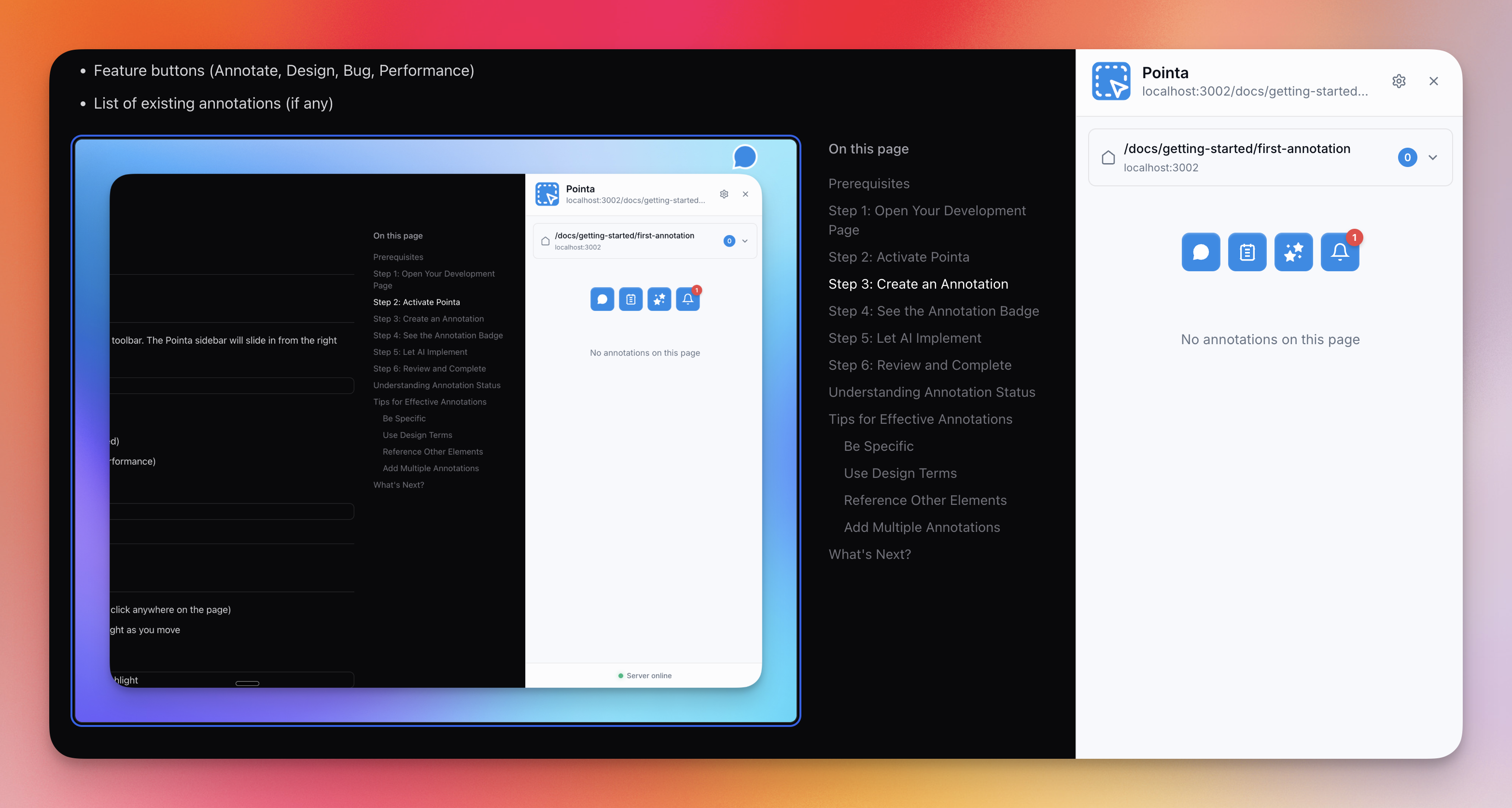 Hovering over an element with annotation highlight